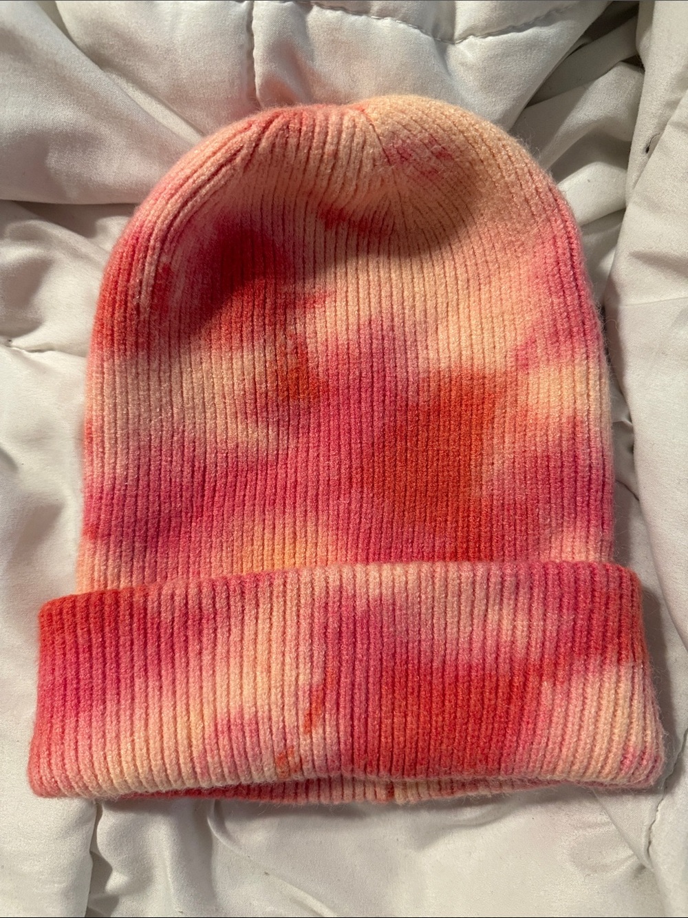 Tie-Dye Pink & Peach Beanie Hat